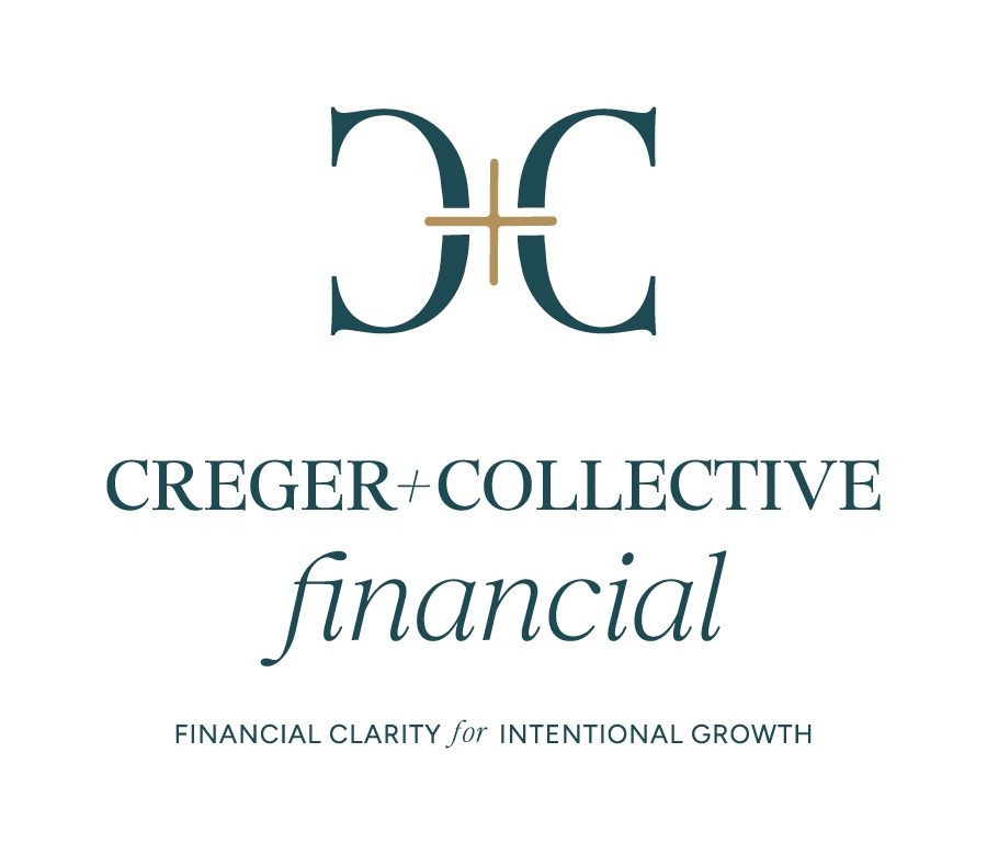 Creger + Collective Financial logo, an interlocking teal C monogram with a gold plus sign above the words Financial Clarity for Intentional Growth