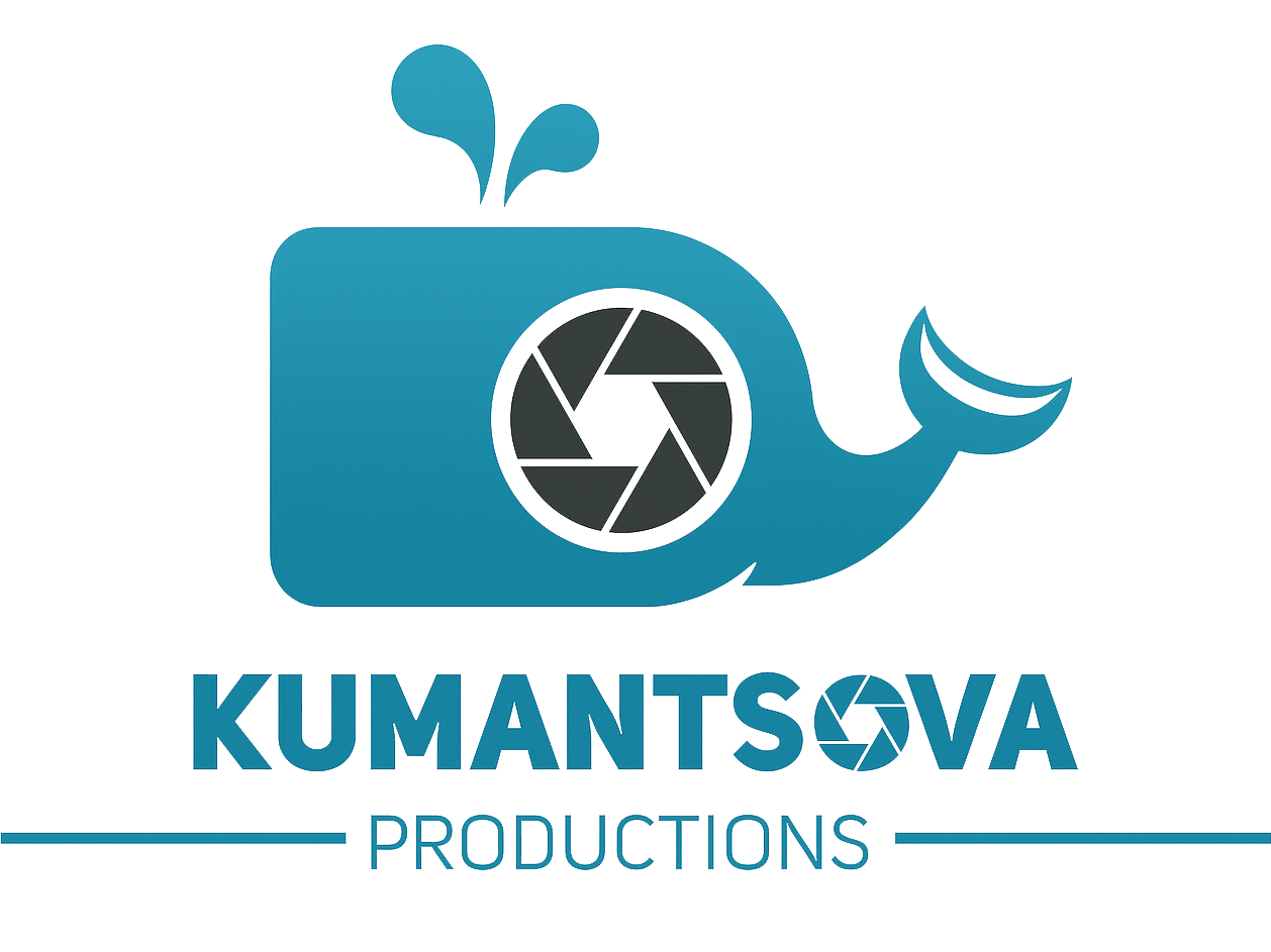 Kumantsova Productions whale and camera shutter logo
