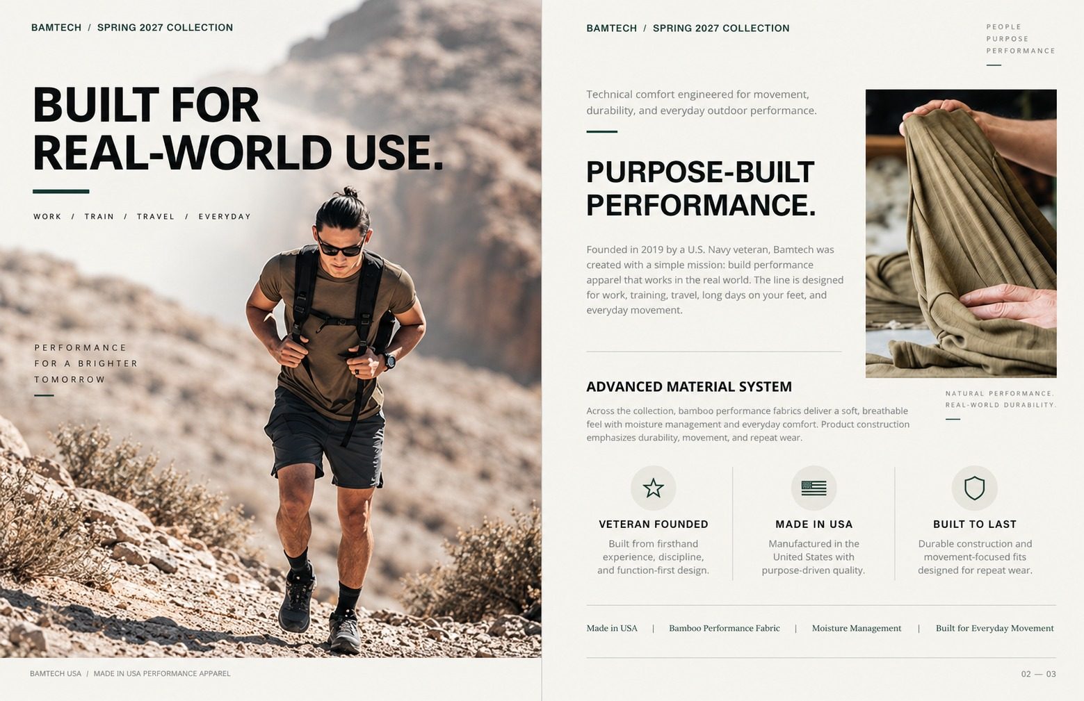 Bamtech spring collection spread, built for real-world use