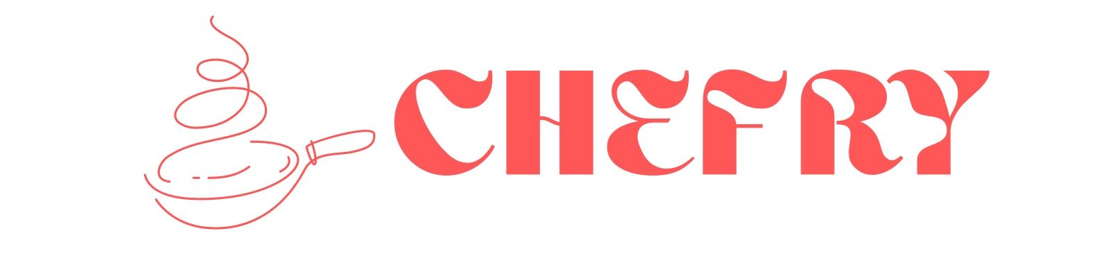 Chefry logo: a coral line drawing of a frying pan with rising steam beside the word Chefry