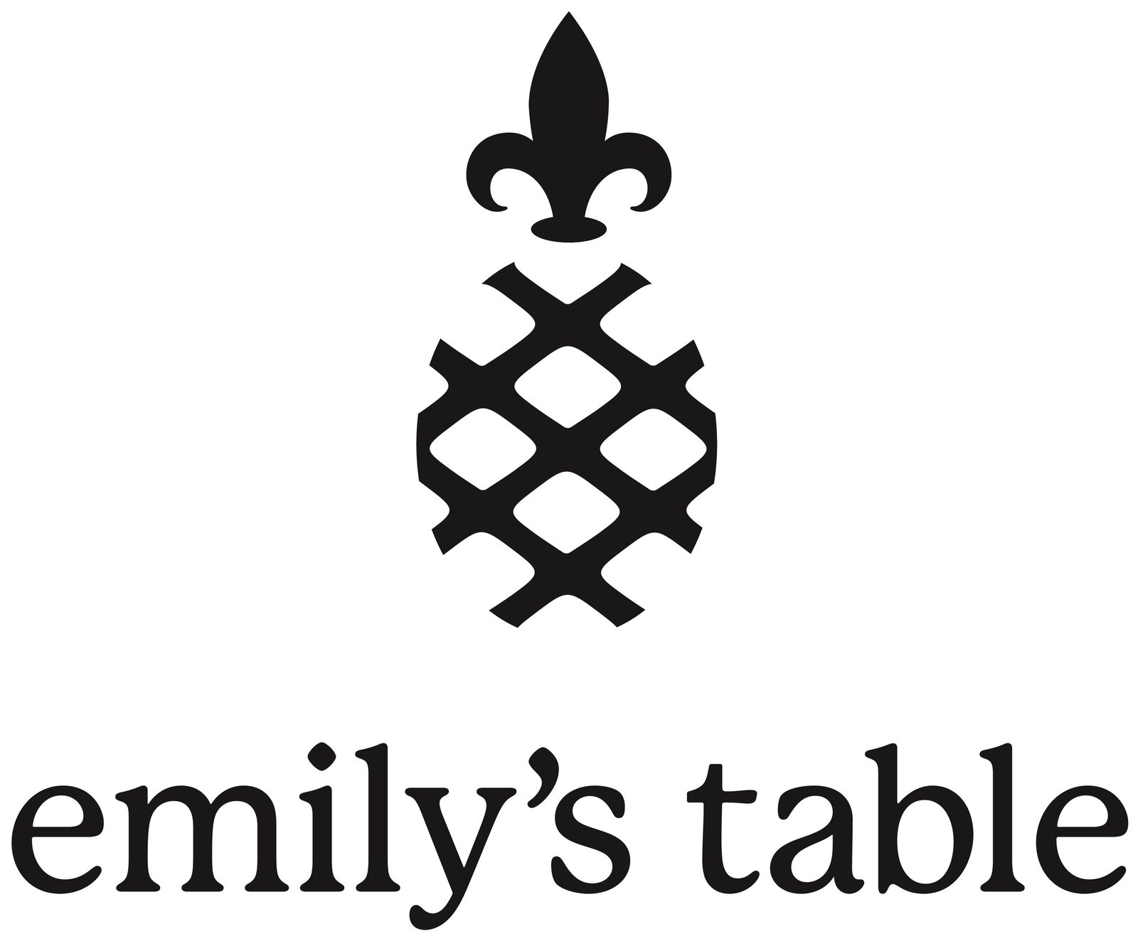 Emily’s Table logo, a pineapple crowned with a fleur-de-lis above the words emily’s table