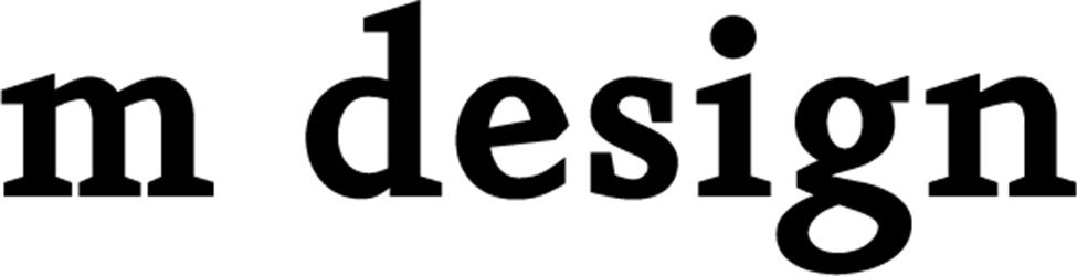 m design logo, a black lowercase serif wordmark