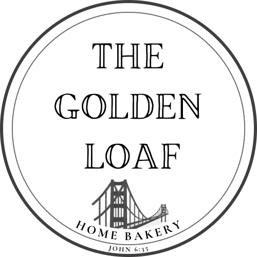 The Golden Loaf Home Bakery logo, with the Golden Gate Bridge