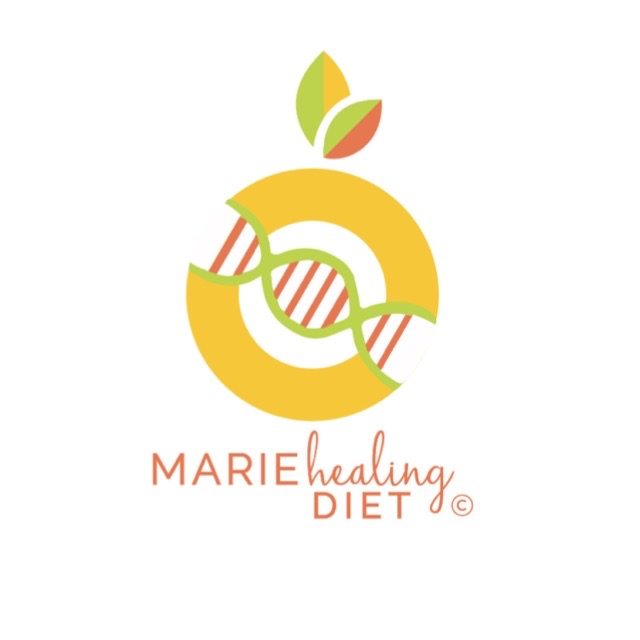 Marie Healing Diet logo, an orange ring with a DNA strand and leaves