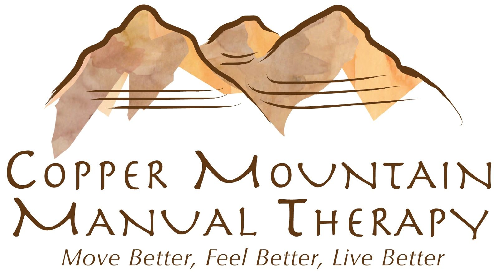 Copper Mountain Manual Therapy logo: three watercolour copper mountains above the name and the line Move Better, Feel Better, Live Better