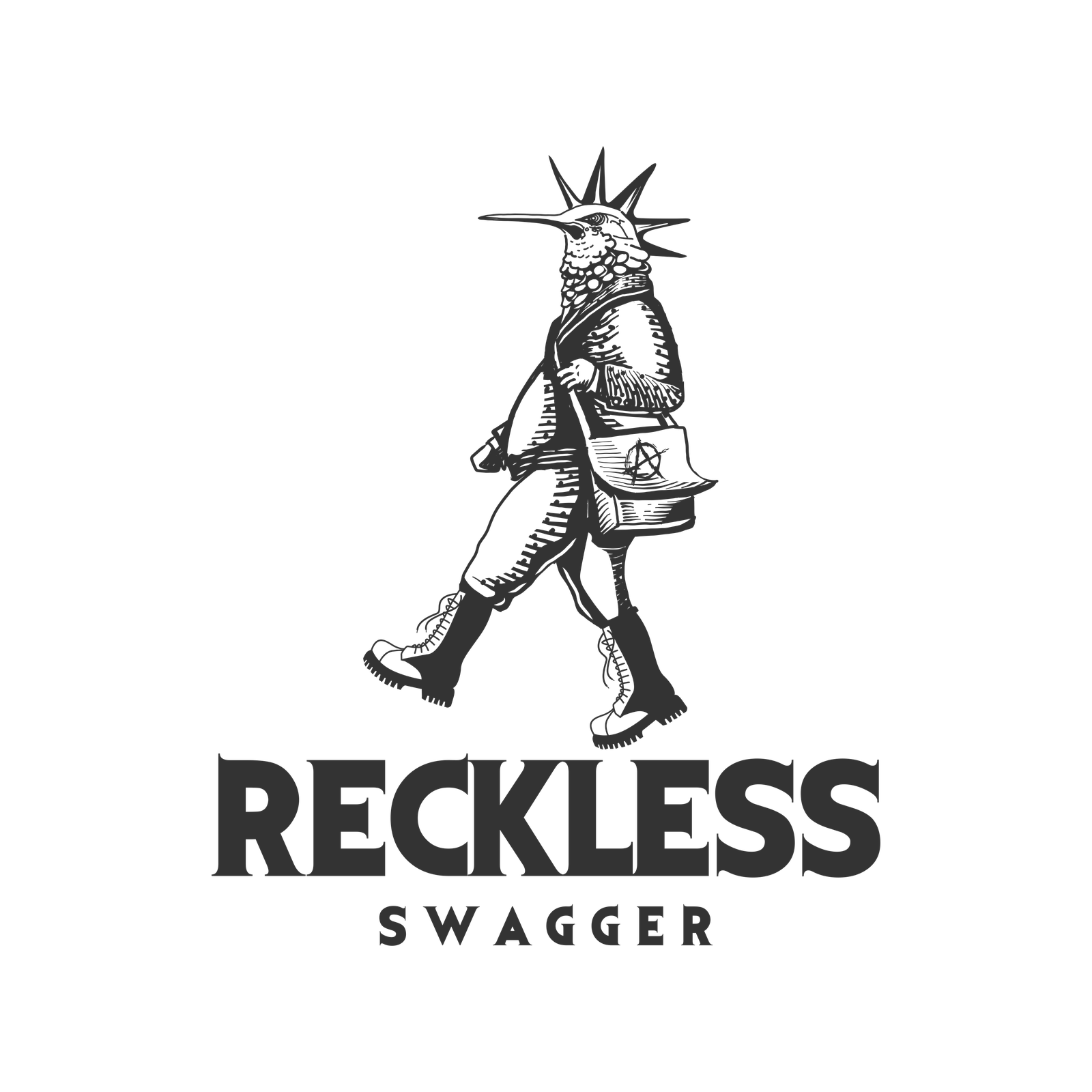 Reckless Swagger logo, a walking punk figure with a crest of spikes