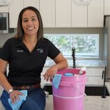 Renee Ambrose, owner of Ready Set Shine, in a client kitchen in Boerne, Texas